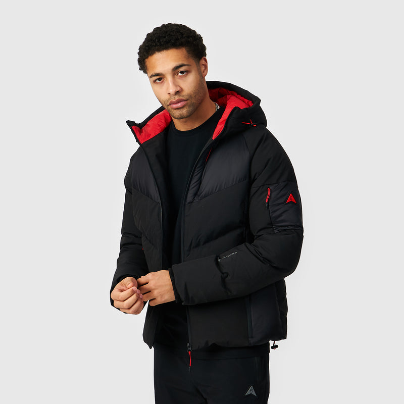 Explorer Puffer Coat | Black/Red