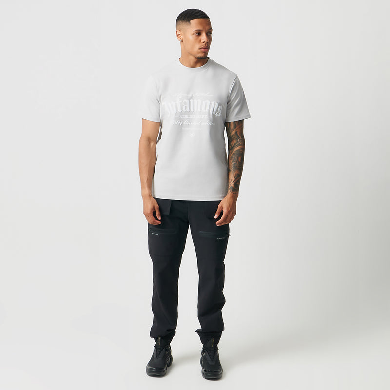 Infamous Stacked T-Shirt Ice Grey